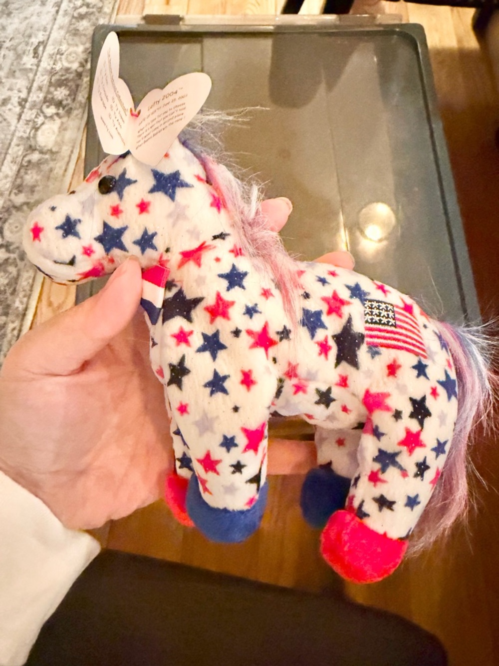 Ty Beanie Baby Lefty the Donkey USA Flag Patriotic Plush with Tag